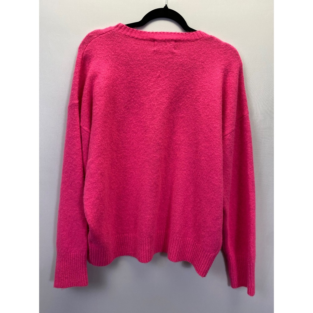Old Navy Crewneck Sweater Womens XS Pink Wool Fuzzy Fisherman‎ Oversized  Cozy - Picture 4 of 4
